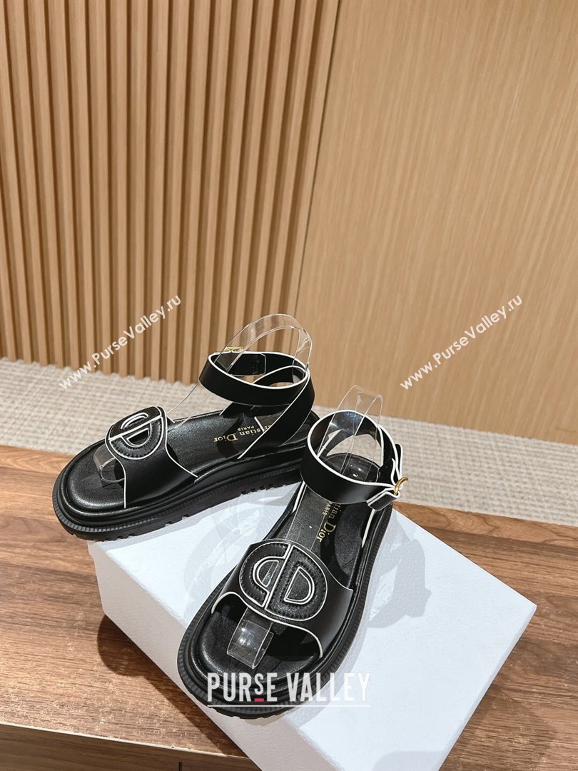 Dior 30 Montaigne CD Calfskin Sandals Black/White 2024 (KL-24052311)