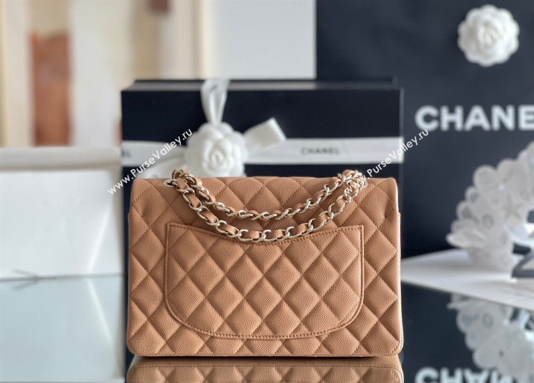 Chanel Grained Calfskin Small Classic Flap Bag A01113 Caramel/Light Gold 2023 Original Quality (MHE-23121203)