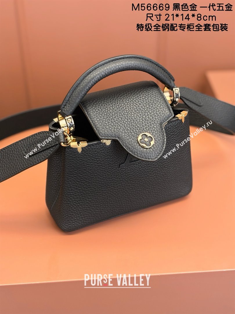 Louis Vuitton Capucines Mini Bag in Taurillon Leather M56669 Black 2024 (K-24123016)