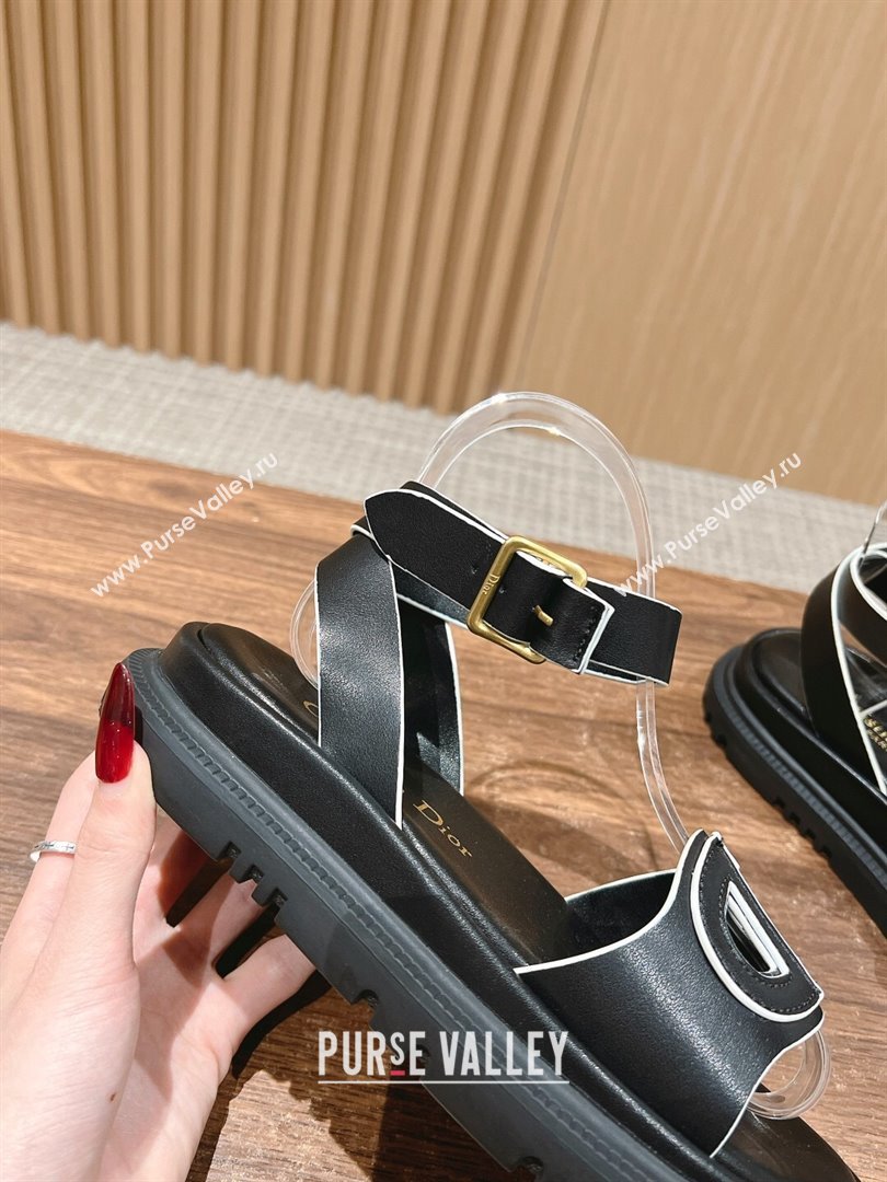 Dior 30 Montaigne CD Calfskin Sandals Black/White 2024 (KL-24052311)