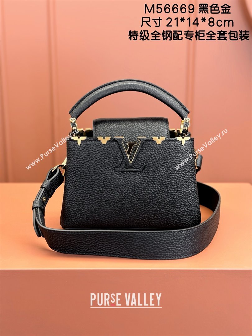 Louis Vuitton Capucines Mini Bag in Taurillon Leather M56669 Black 2024 (K-24123016)