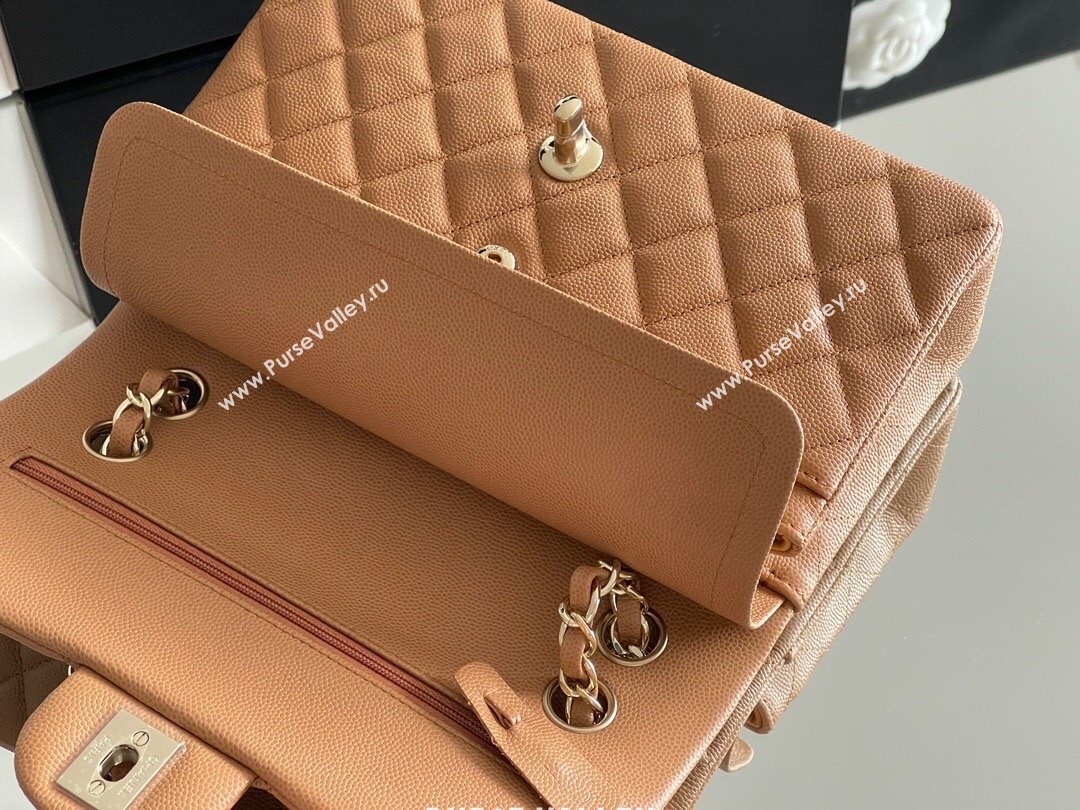 Chanel Grained Calfskin Small Classic Flap Bag A01113 Caramel/Light Gold 2023 Original Quality (MHE-23121203)