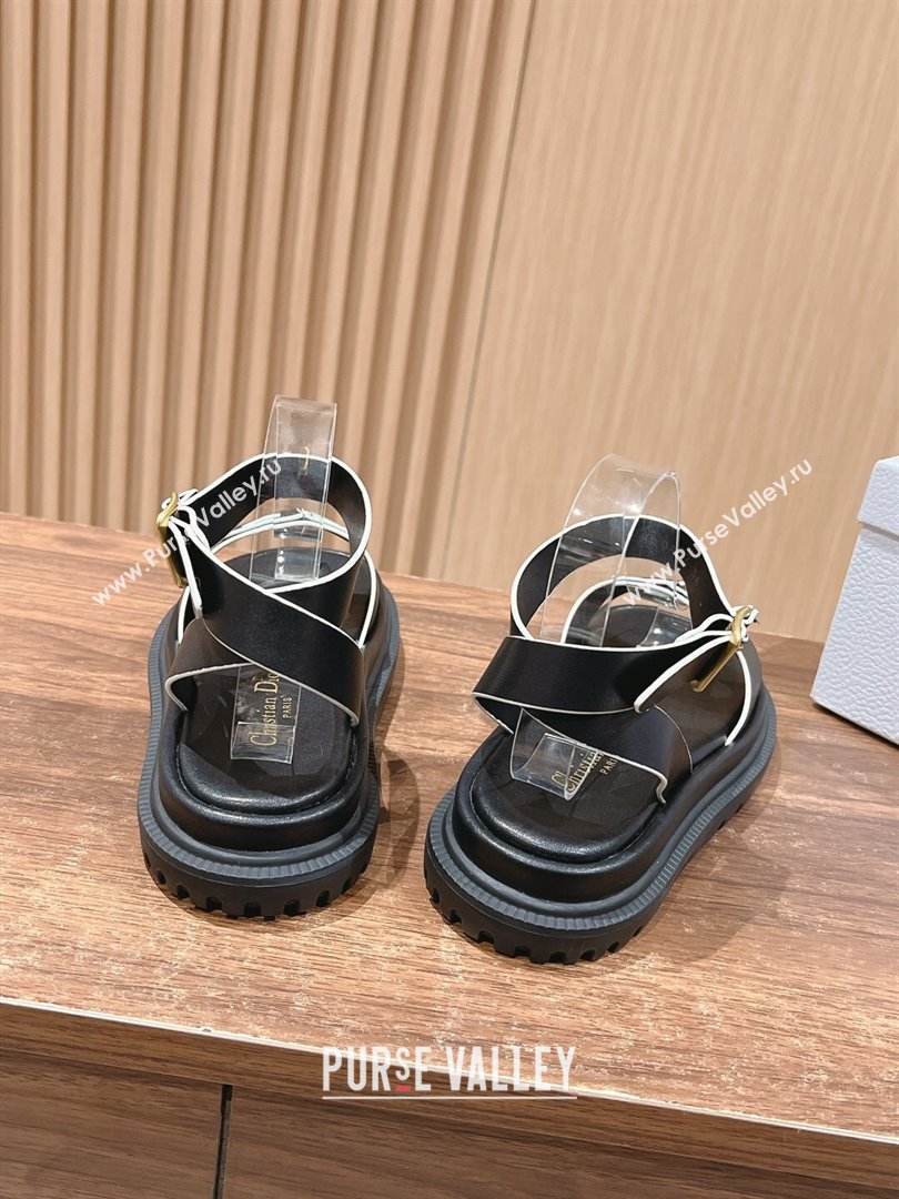 Dior 30 Montaigne CD Calfskin Sandals Black/White 2024 (KL-24052311)