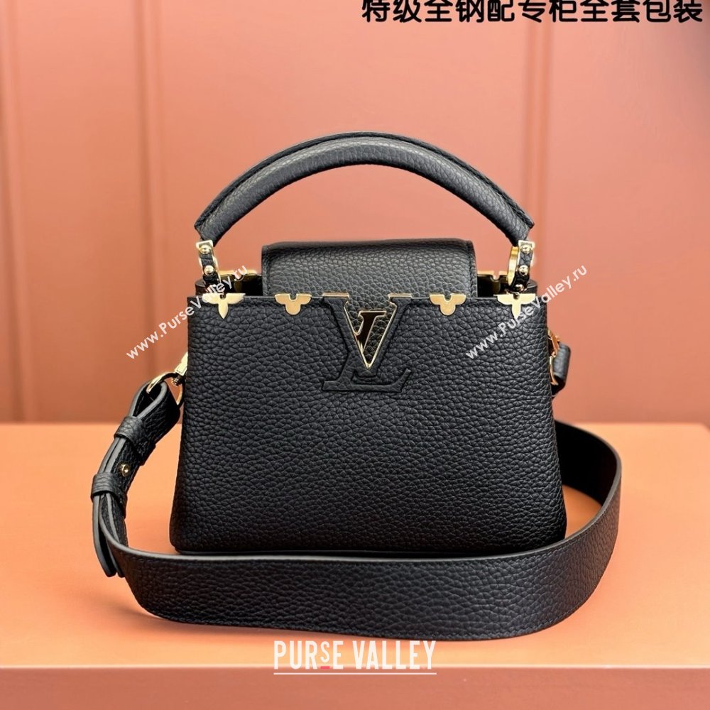 Louis Vuitton Capucines Mini Bag in Taurillon Leather M56669 Black 2024 (K-24123016)