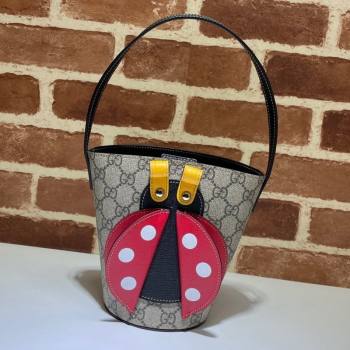 Gucci Childrens Ladybug Bucket Bag 666227 Beige/Red 2021 (DLH-21090232)