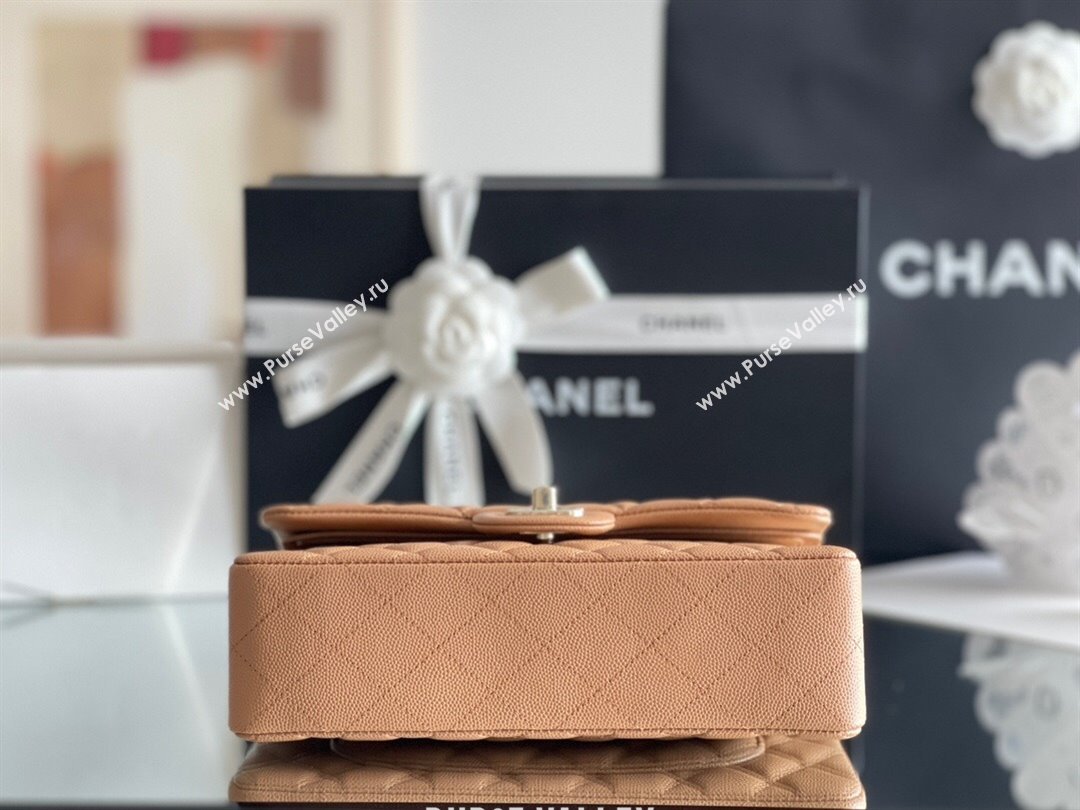 Chanel Grained Calfskin Small Classic Flap Bag A01113 Caramel/Light Gold 2023 Original Quality (MHE-23121203)