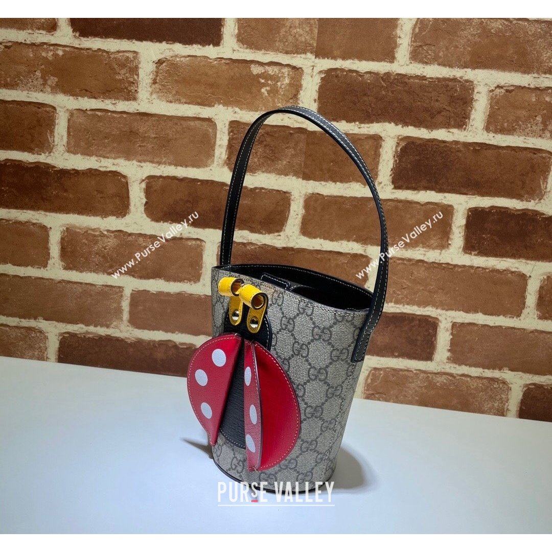 Gucci Childrens Ladybug Bucket Bag 666227 Beige/Red 2021 (DLH-21090232)