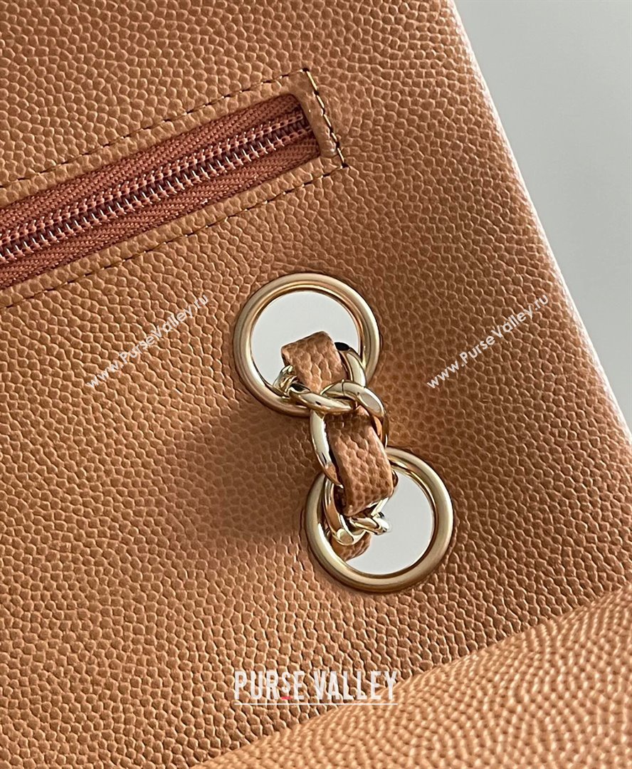 Chanel Grained Calfskin Small Classic Flap Bag A01113 Caramel/Light Gold 2023 Original Quality (MHE-23121203)