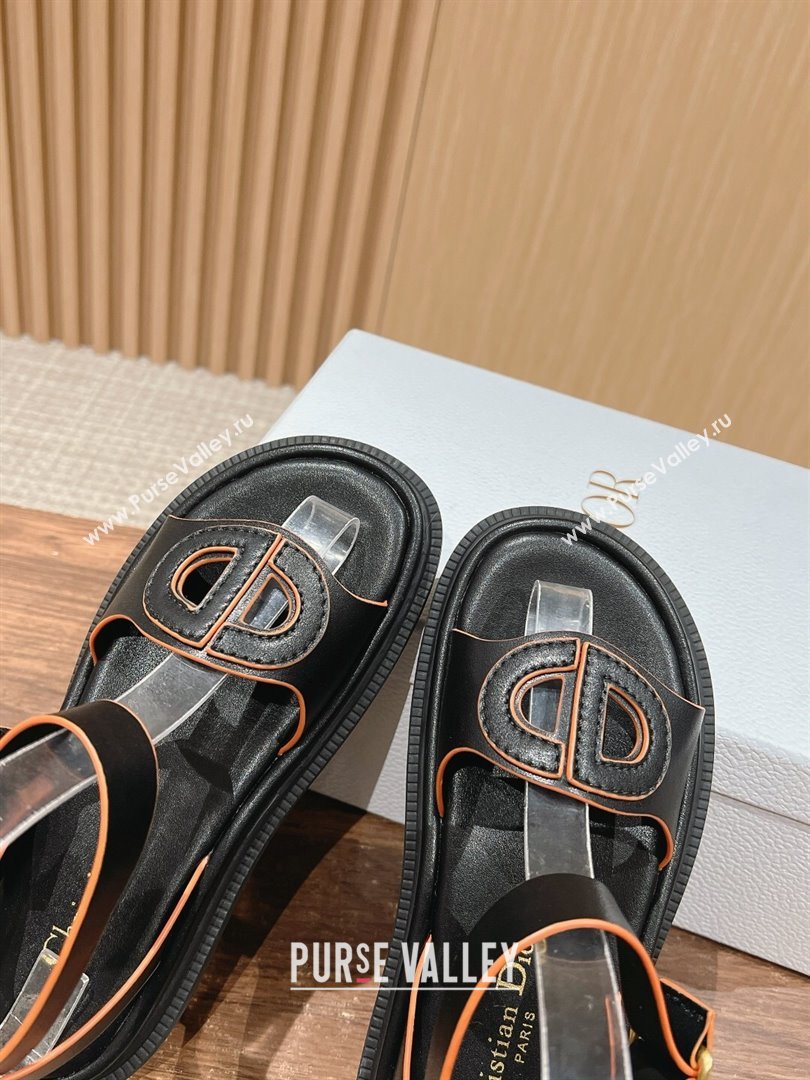 Dior 30 Montaigne CD Calfskin Sandals Black/Brown 2024 (KL-24052312)