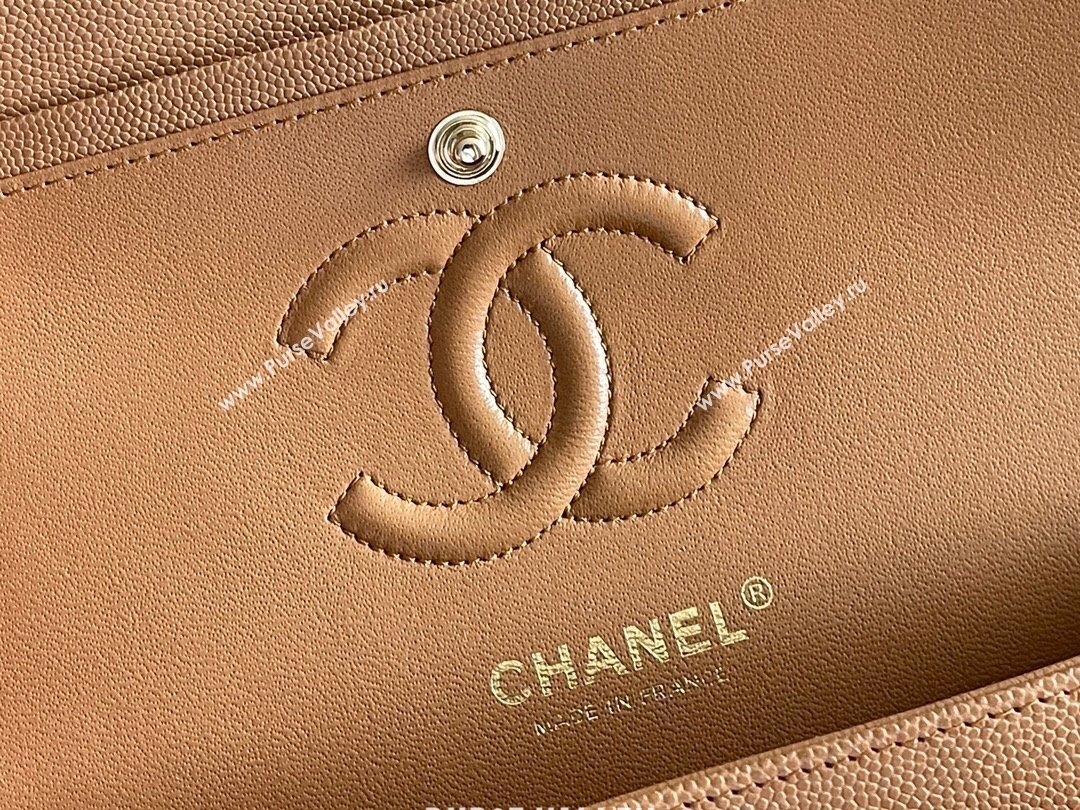 Chanel Grained Calfskin Small Classic Flap Bag A01113 Caramel/Light Gold 2023 Original Quality (MHE-23121203)