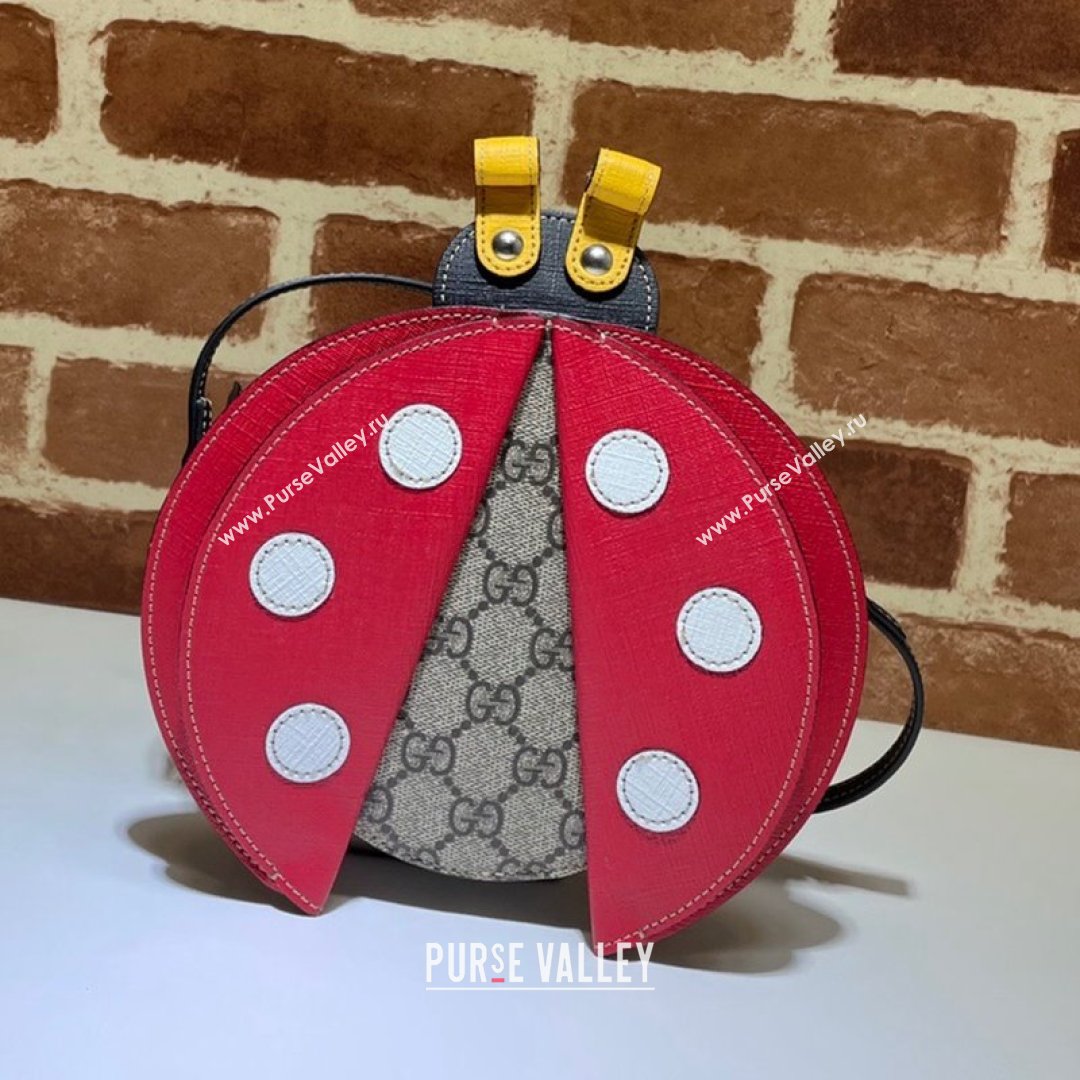 Gucci Childrens Ladybug Shaped Handbag 664080 Beige/Red 2021 (DLH-21090231)