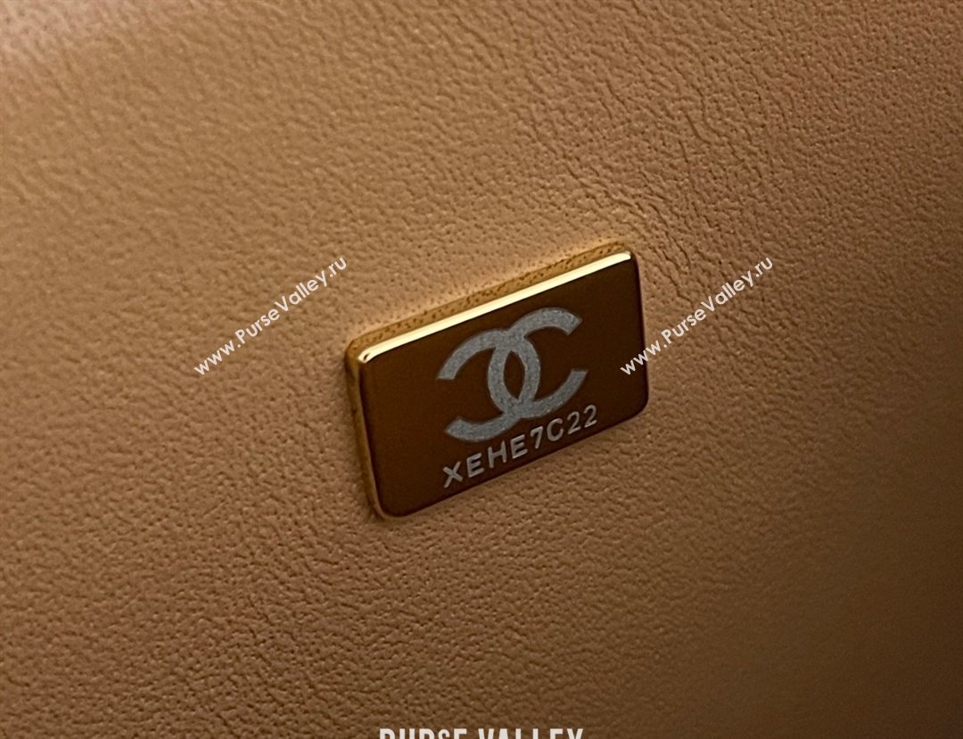 Chanel Grained Calfskin Small Classic Flap Bag A01113 Caramel/Light Gold 2023 Original Quality (MHE-23121203)