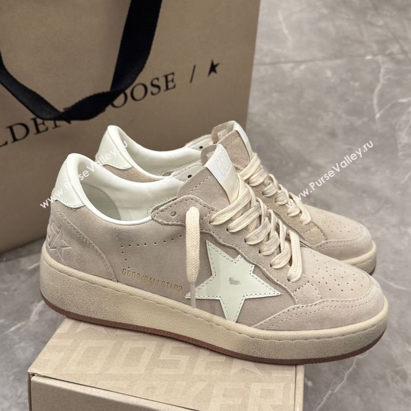 Golden Goose Womens Ball Star 2 Sneakers in grey suede with white leather star and heel tab 2025 0221 (13-250221009)