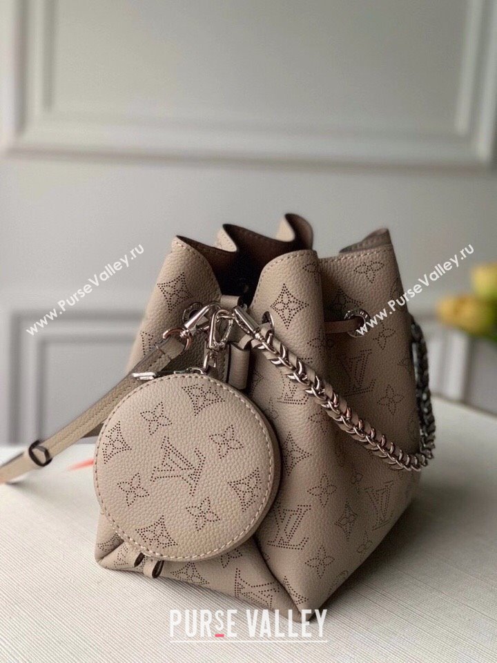 Louis Vuitton Mahina Monogram Perforated Bella Bucket Bag M57201 Galet Grey 2025 (KI-250121016)