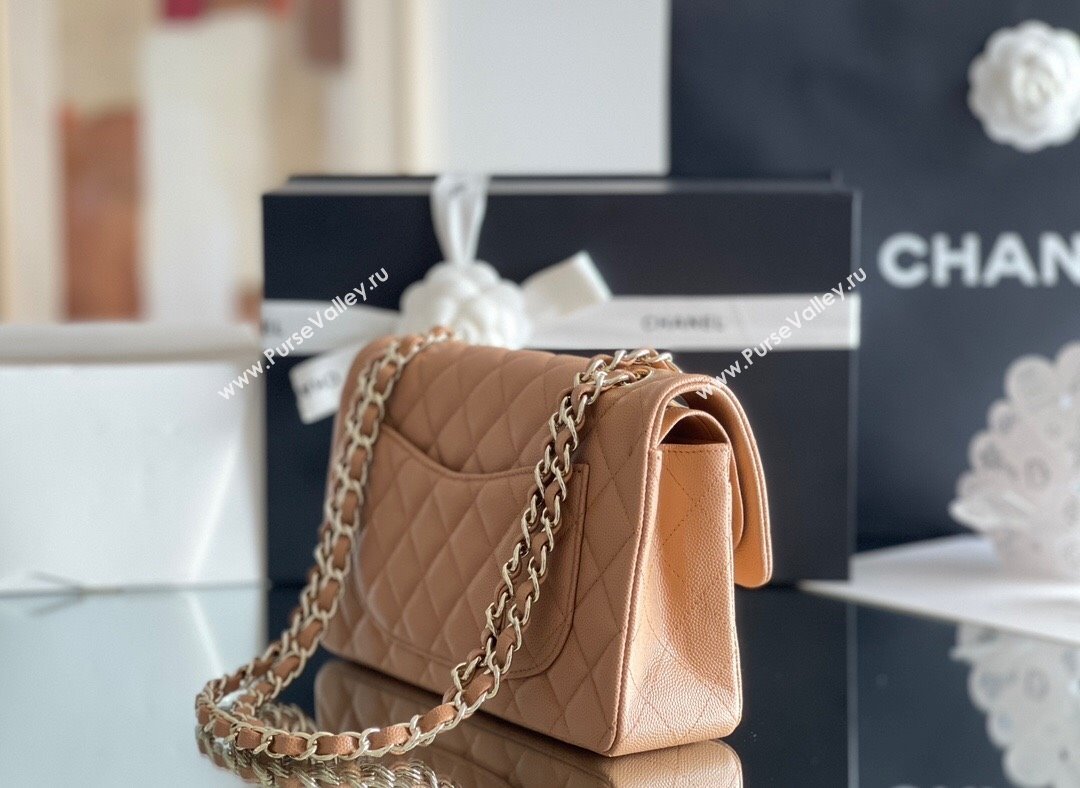 Chanel Grained Calfskin Small Classic Flap Bag A01113 Caramel/Light Gold 2023 Original Quality (MHE-23121203)