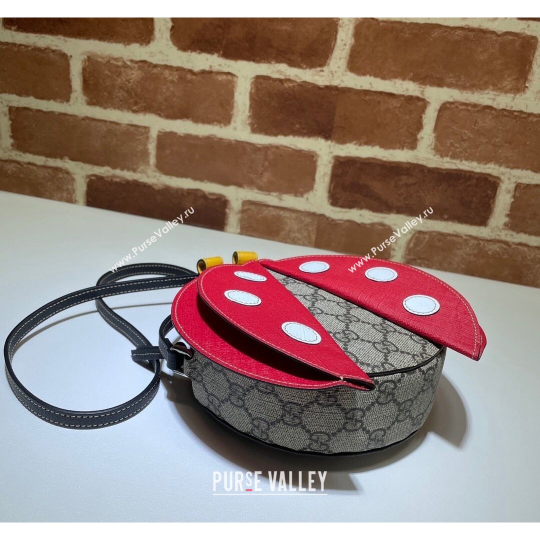 Gucci Childrens Ladybug Shaped Handbag 664080 Beige/Red 2021 (DLH-21090231)
