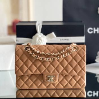 Chanel Grained Calfskin Medium Classic Flap Bag A01112 Caramel/Light Gold 2023 Original Quality (MHE-23121204)