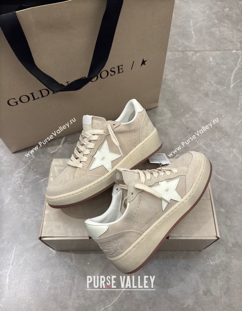 Golden Goose Womens Ball Star 2 Sneakers in grey suede with white leather star and heel tab 2025 0221 (13-250221009)
