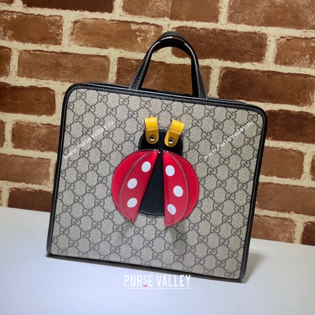 Gucci Childrens Ladybug Tote Bag 664083 Beige/Red 2021 (DLH-21090233)