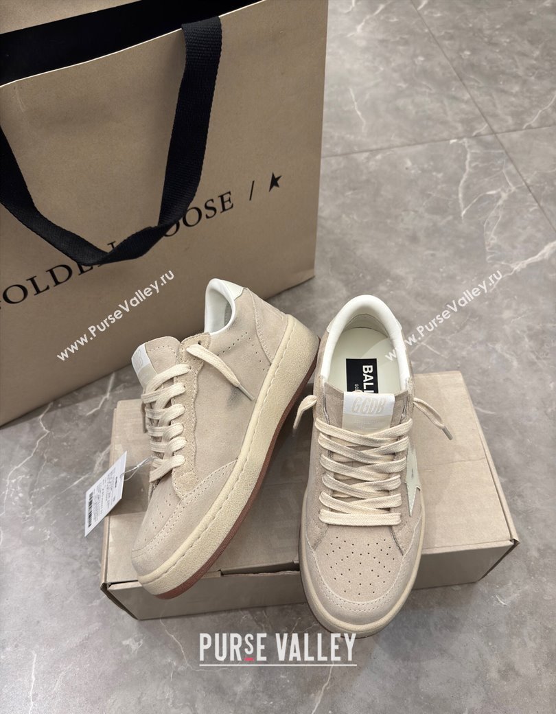 Golden Goose Womens Ball Star 2 Sneakers in grey suede with white leather star and heel tab 2025 0221 (13-250221009)