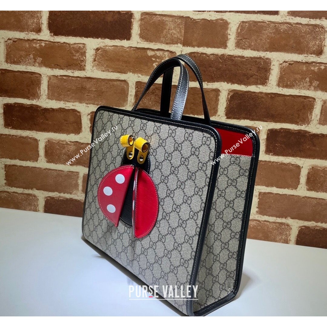 Gucci Childrens Ladybug Tote Bag 664083 Beige/Red 2021 (DLH-21090233)