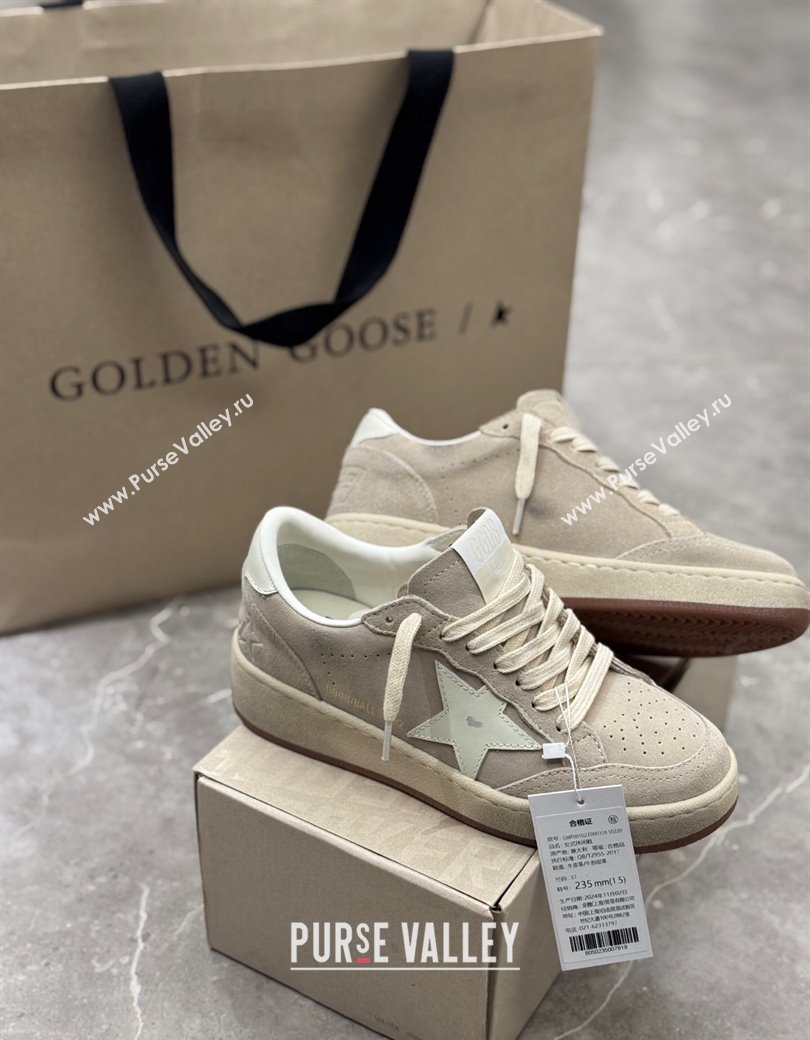 Golden Goose Womens Ball Star 2 Sneakers in grey suede with white leather star and heel tab 2025 0221 (13-250221009)