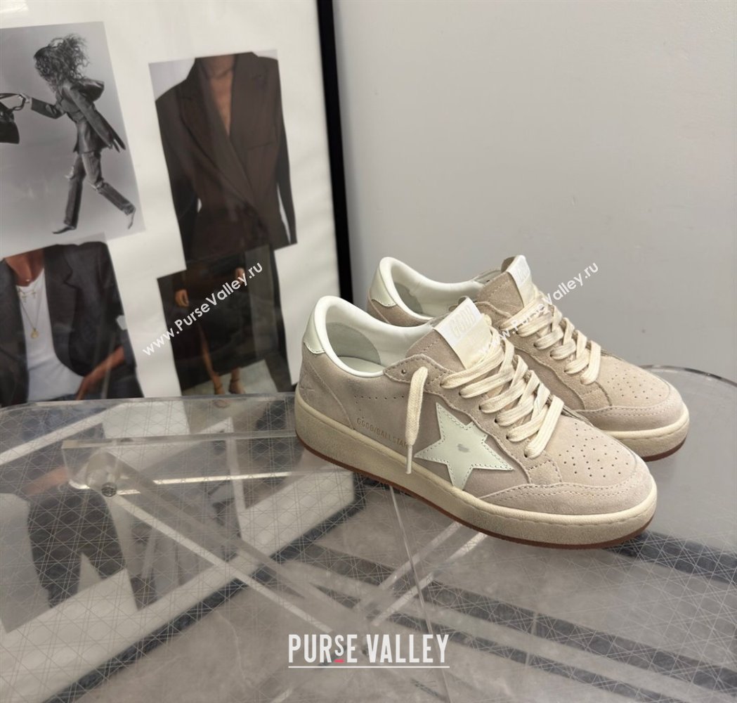 Golden Goose Womens Ball Star 2 Sneakers in grey suede with white leather star and heel tab 2025 0221 (13-250221009)