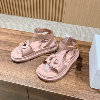 Dior 30 Montaigne CD Calfskin Sandals Pink/Brown 02 2024 (KL-24052314)