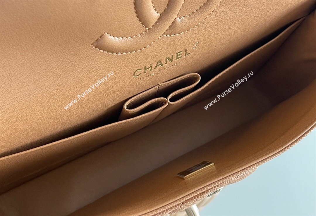 Chanel Grained Calfskin Medium Classic Flap Bag A01112 Caramel/Light Gold 2023 Original Quality (MHE-23121204)