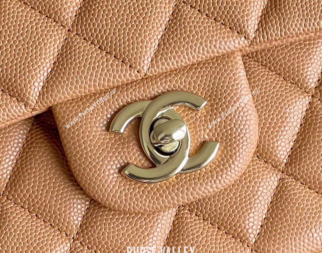 Chanel Grained Calfskin Medium Classic Flap Bag A01112 Caramel/Light Gold 2023 Original Quality (MHE-23121204)