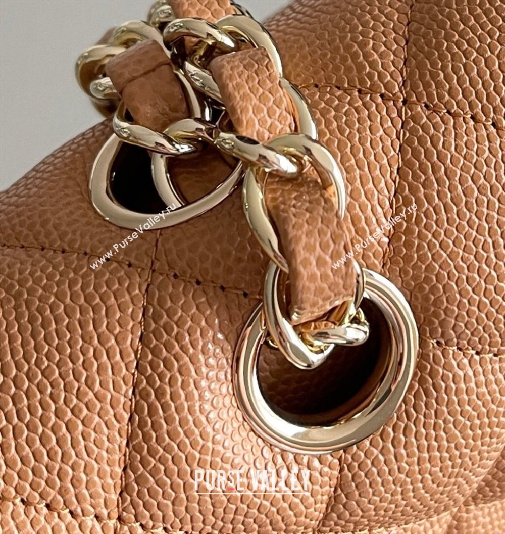 Chanel Grained Calfskin Medium Classic Flap Bag A01112 Caramel/Light Gold 2023 Original Quality (MHE-23121204)