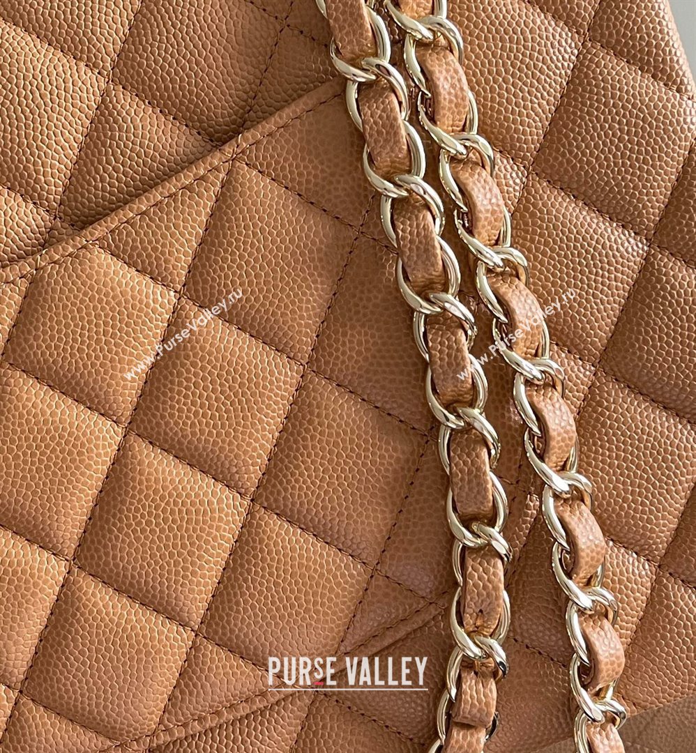 Chanel Grained Calfskin Medium Classic Flap Bag A01112 Caramel/Light Gold 2023 Original Quality (MHE-23121204)