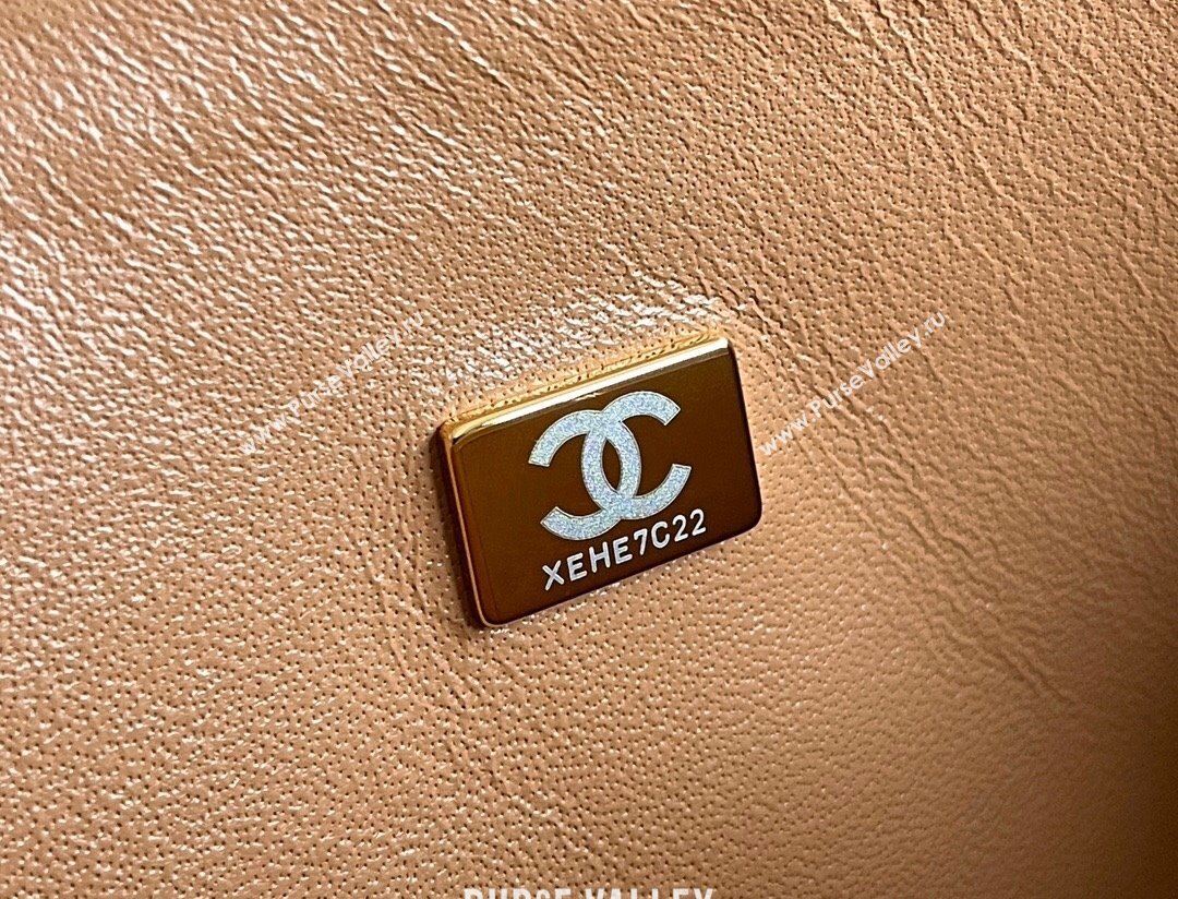 Chanel Grained Calfskin Medium Classic Flap Bag A01112 Caramel/Light Gold 2023 Original Quality (MHE-23121204)