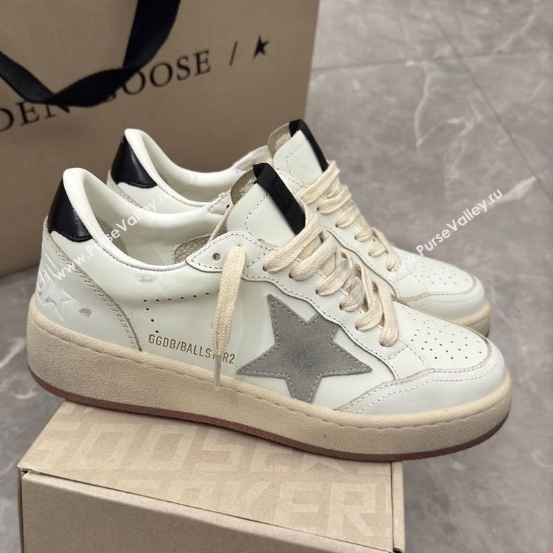 Golden Goose Womens Ball Star 2 Sneakers with grey suede star and glossy black leather heel tab 2025 0221 (13-250221011)