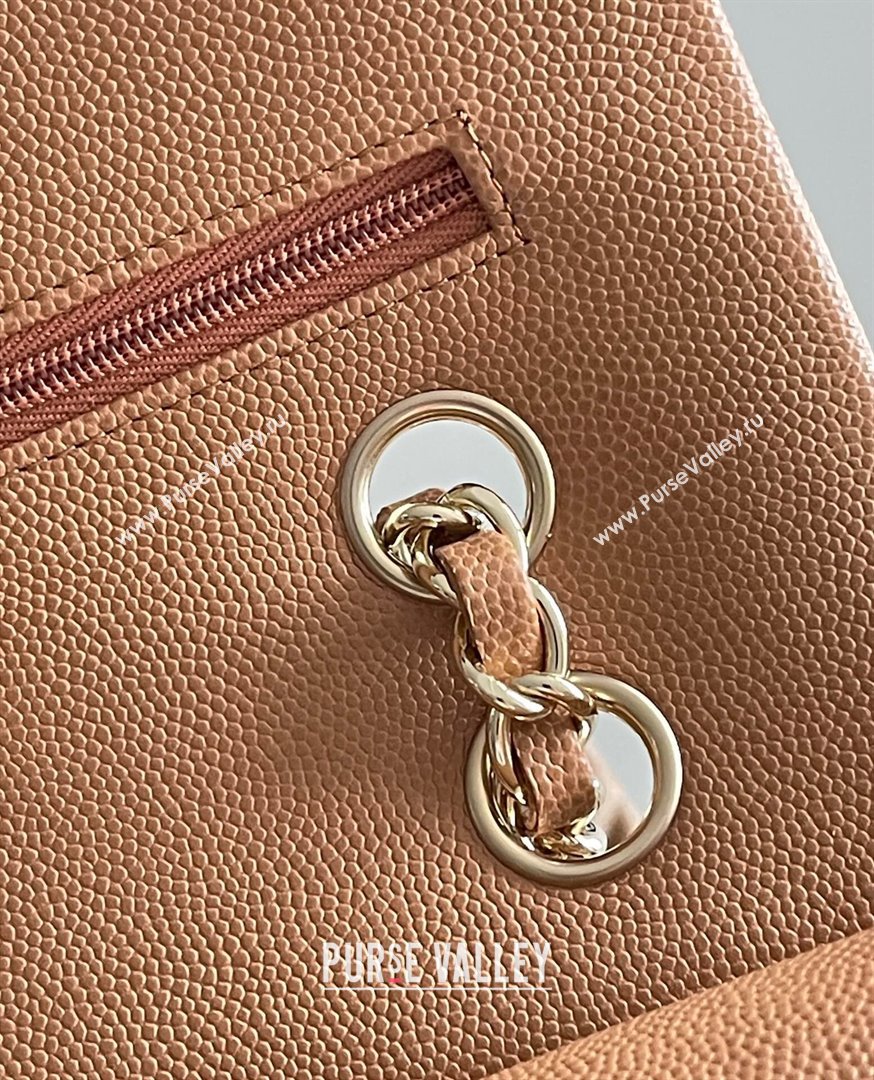 Chanel Grained Calfskin Medium Classic Flap Bag A01112 Caramel/Light Gold 2023 Original Quality (MHE-23121204)