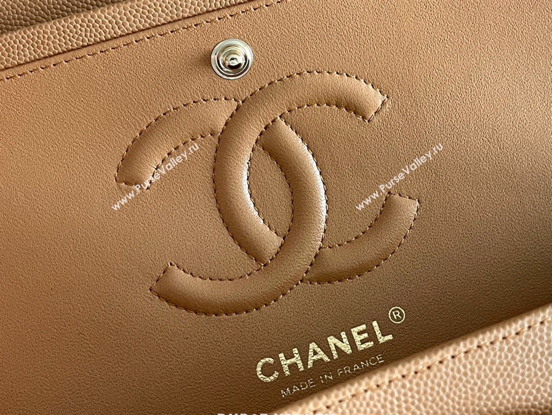 Chanel Grained Calfskin Medium Classic Flap Bag A01112 Caramel/Light Gold 2023 Original Quality (MHE-23121204)