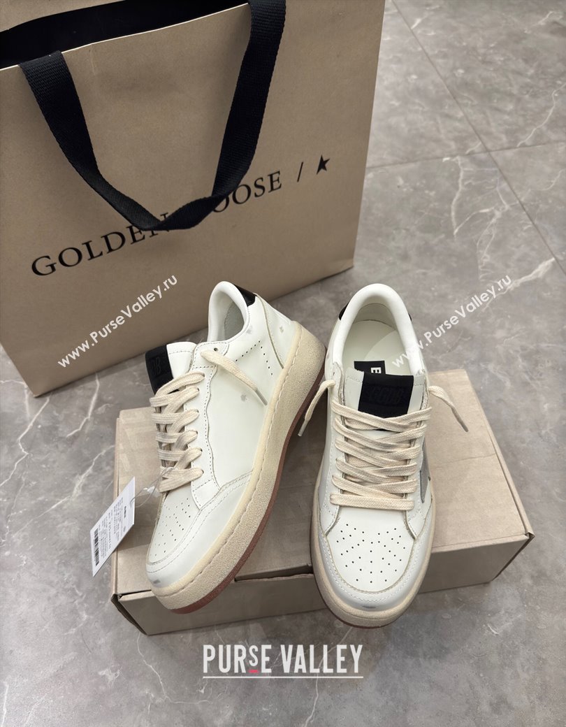 Golden Goose Womens Ball Star 2 Sneakers with grey suede star and glossy black leather heel tab 2025 0221 (13-250221011)