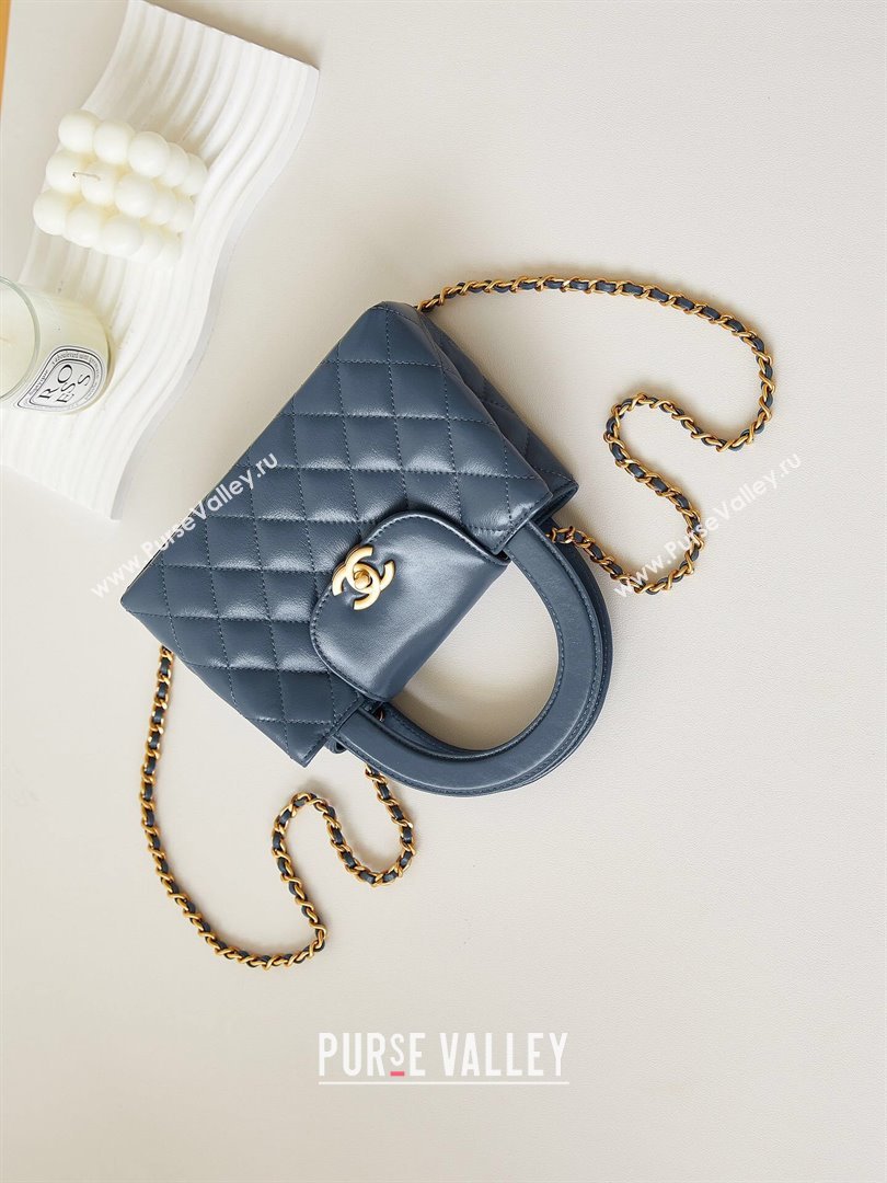 Chanel Mini Shopping Bag in Shiny Calfskin AS4416 Deep Blue 2024 (AFEI-24090402)