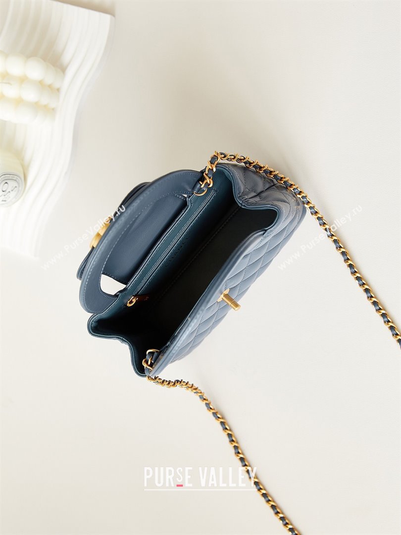 Chanel Mini Shopping Bag in Shiny Calfskin AS4416 Deep Blue 2024 (AFEI-24090402)