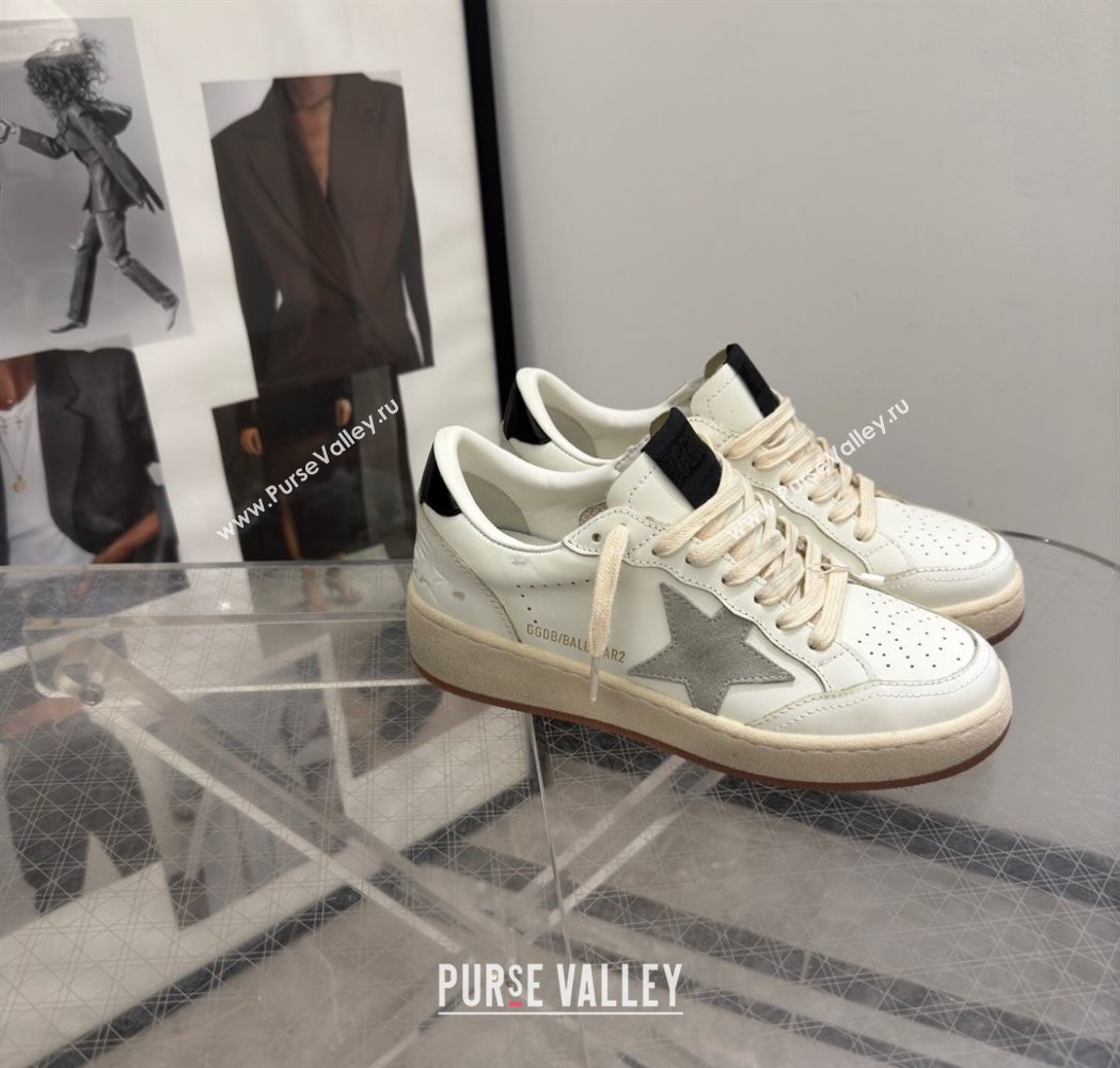 Golden Goose Womens Ball Star 2 Sneakers with grey suede star and glossy black leather heel tab 2025 0221 (13-250221011)