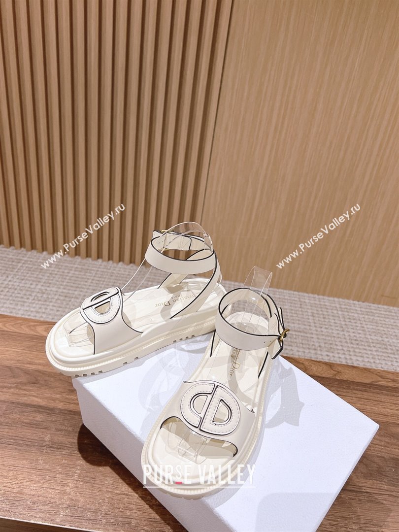 Dior 30 Montaigne CD Calfskin Sandals White/Black 2024 (KL-24052316)