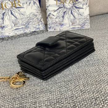 Dior Lady 5-Gusset Card Holder Wallet in Cannage Lambskin Black 2024 (XXG-24020203)