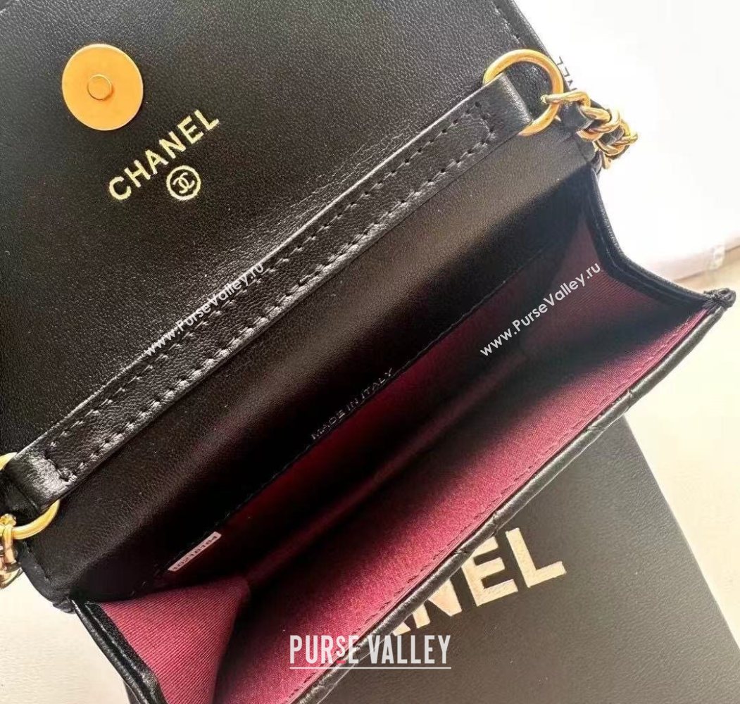 Chanel Lambskin Clutch with Chain and Pearls Black 2025 0618 (99-250618004)