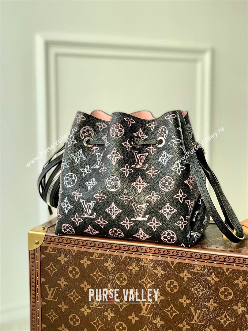 Louis Vuitton Bella Bucket Bag in Perforated Mahina Calfskin M21096 Black/Multicolor 2025 (KI-250121010)