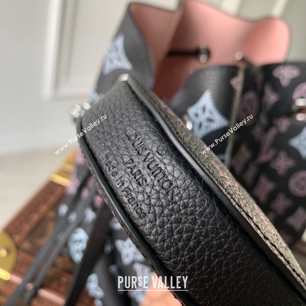 Louis Vuitton Bella Bucket Bag in Perforated Mahina Calfskin M21096 Black/Multicolor 2025 (KI-250121010)