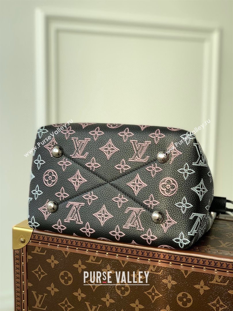 Louis Vuitton Bella Bucket Bag in Perforated Mahina Calfskin M21096 Black/Multicolor 2025 (KI-250121010)