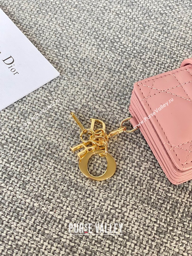 Dior Lady 5-Gusset Card Holder Wallet in Cannage Lambskin Pink 2024 (XXG-24020202)