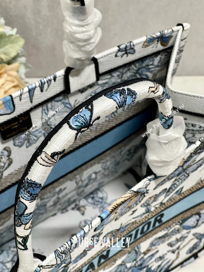 Dior Large Book Tote Bag in White and Pastel Midnight Blue Toile de Jouy Mexico Embroidery 2023 (DL-23122930)