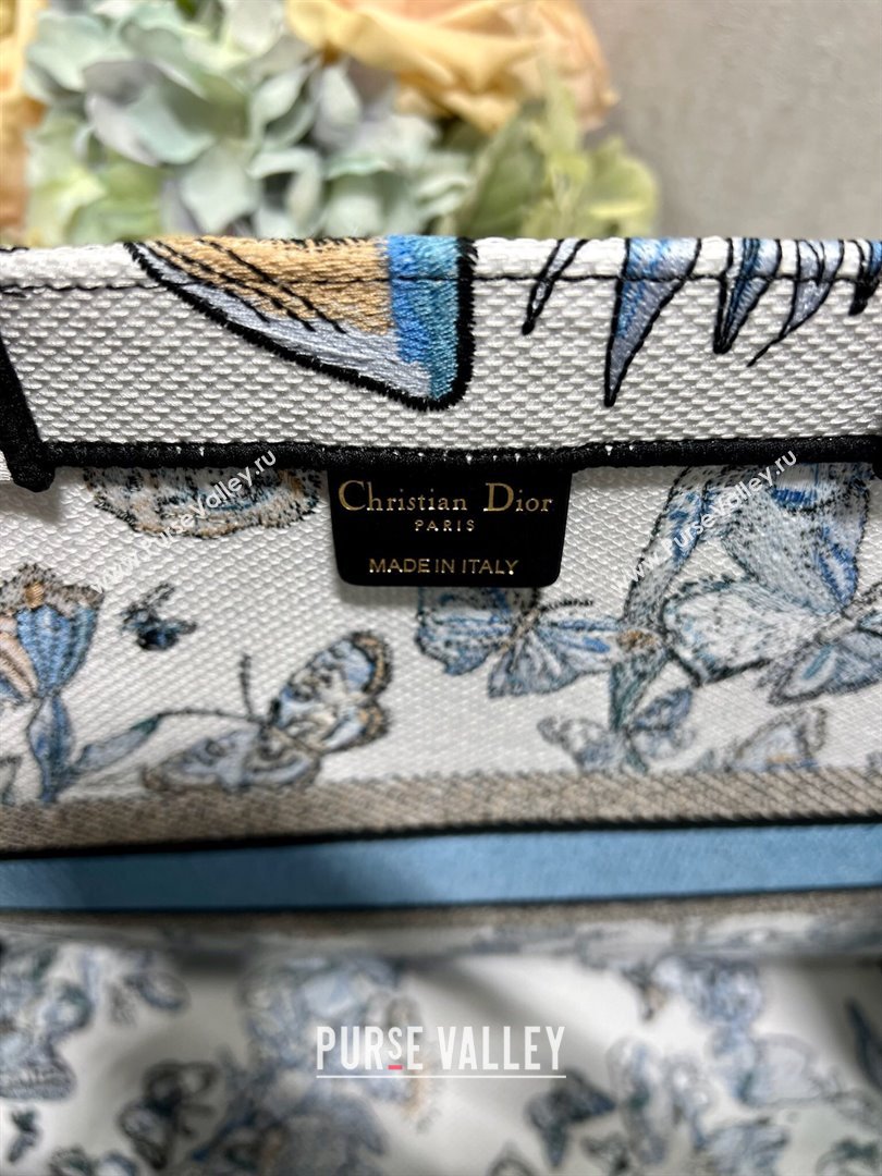 Dior Large Book Tote Bag in White and Pastel Midnight Blue Toile de Jouy Mexico Embroidery 2023 (DL-23122930)