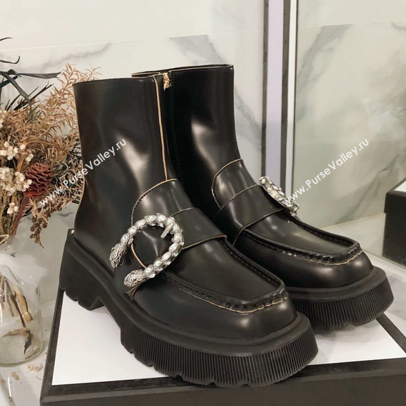 Gucci Dionysus Shiny Calfskin Short Boots Black 2020 (MD-20120135)